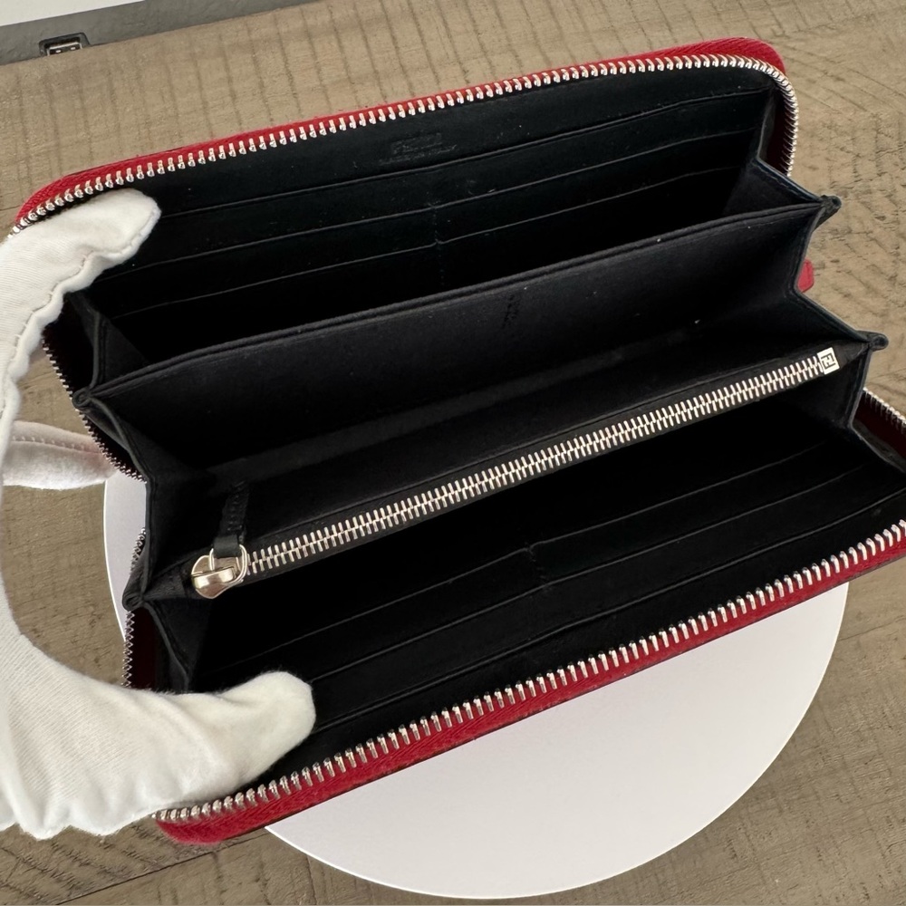 Fendi Monster Eyes Zip Around Wallet - Red - Picture 15 of 17